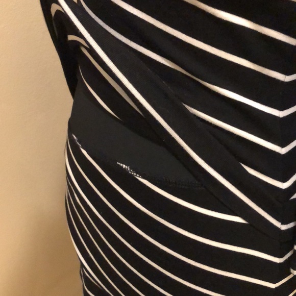 WHBM Striped V-Neck pretty collar crossover style stretchy spandex blend dress - Picture 8 of 15